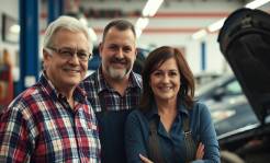 Cinematic shot of a family run auto repair shop with a blurry background.