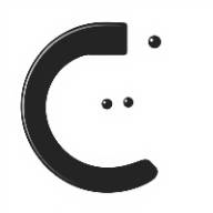 Flat black horseshoe magnet attracting 3 dots, transparent background.